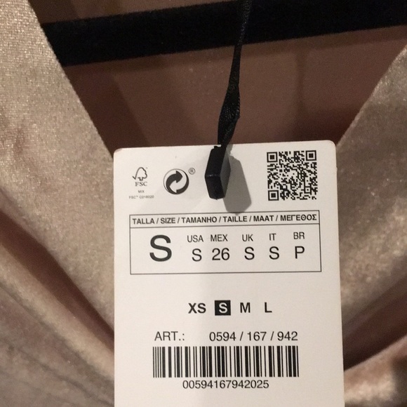 Zara Nude Pink Velvet Dress - Picture 2 of 3